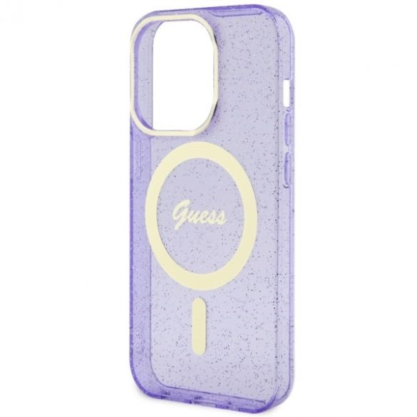 Guess GUHMP14LHCMCGU iPhone 14 Pro 6.1 husă rigidă violet/violet Glitter Gold MagSafe”