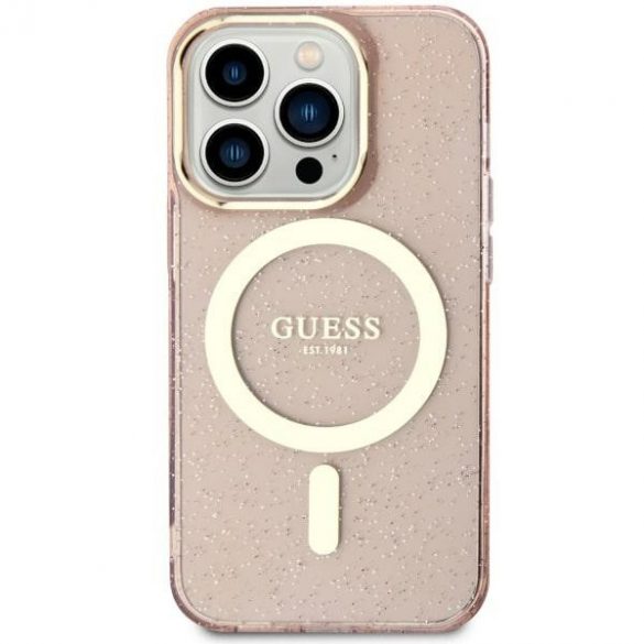 Husă rigidă Guess GUHMN61HCMCGP iPhone 11 / Xr 6.1 rożowy/roz Glitter Gold MagSafe"