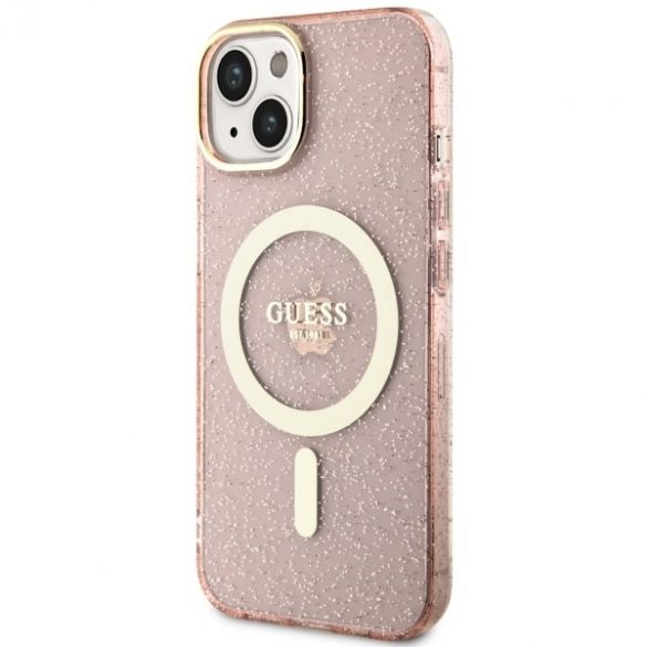 Guess GUHMP14SHCMCGP iPhone 14 / 15 / 13 6.1" rożowy/roz hardcase Glitter Gold MagSafe