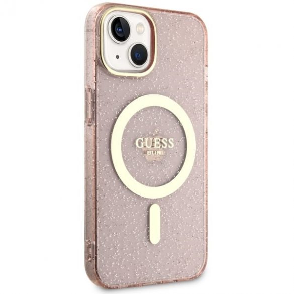 Guess GUHMP14SHCMCGP iPhone 14 / 15 / 13 6.1" rożowy/roz hardcase Glitter Gold MagSafe