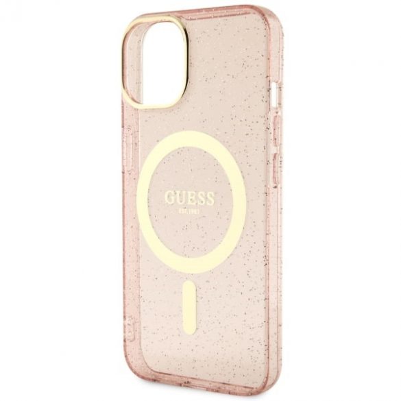 Guess GUHMP14SHCMCGP iPhone 14 / 15 / 13 6.1" rożowy/roz hardcase Glitter Gold MagSafe