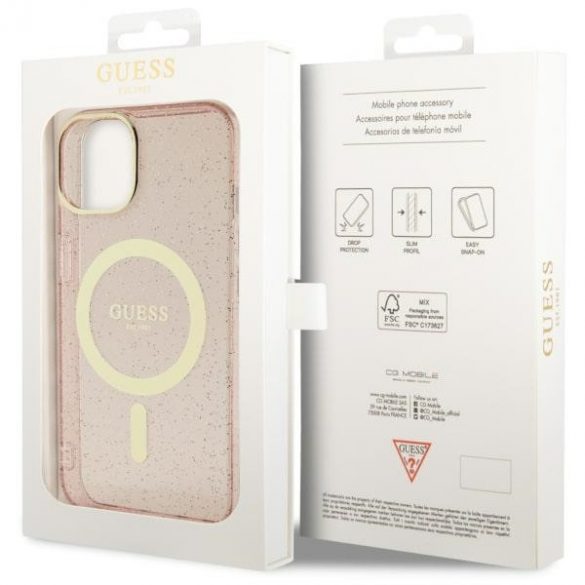 Guess GUHMP14SHCMCGP iPhone 14 / 15 / 13 6.1" rożowy/roz hardcase Glitter Gold MagSafe