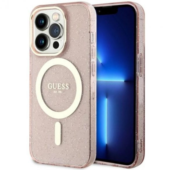 Guess GUHMP14XHCMCGP iPhone 14 Pro Max 6.7 rożowy/roz husă rigidă Glitter Gold MagSafe"