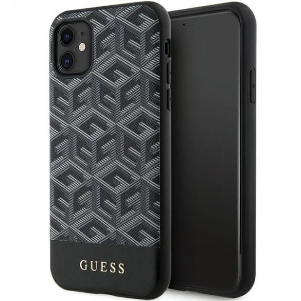 Guess GUHMN61HGCFSEK iPhone 11 / Xr 6.1 carcasă rigidă/neagră GCube Stripes MagSafe"