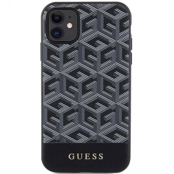 Guess GUHMN61HGCFSEK iPhone 11 / Xr 6.1 carcasă rigidă/neagră GCube Stripes MagSafe"