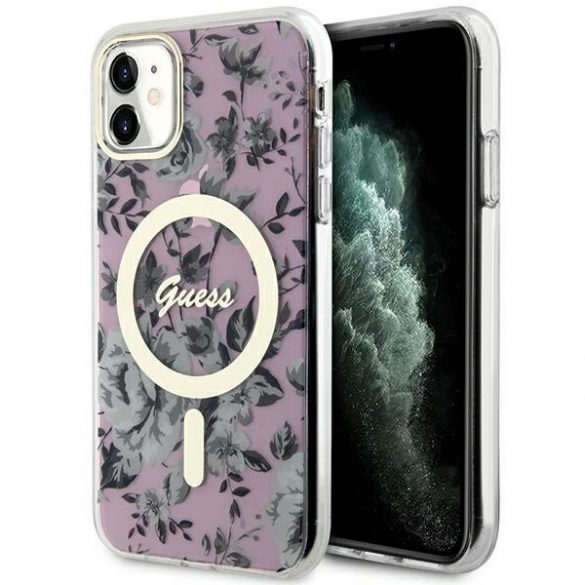 Guess GUHMN61HCFWSP iPhone 11 / Xr 6.1 rożowy/roz hardcase Flower MagSafe"