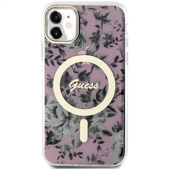 Guess GUHMN61HCFWSP iPhone 11 / Xr 6.1 rożowy/roz hardcase Flower MagSafe"