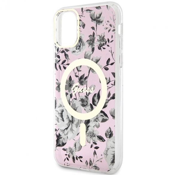 Guess GUHMN61HCFWSP iPhone 11 / Xr 6.1 rożowy/roz hardcase Flower MagSafe"