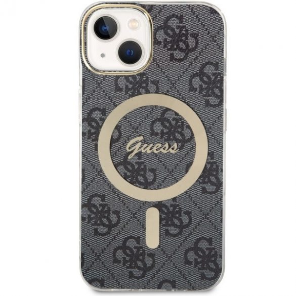 Guess GUHMP14SH4STK Carcasă rigidă 4G MagSafe pentru iPhone 14/15/13 de 6,1 inchi/negru