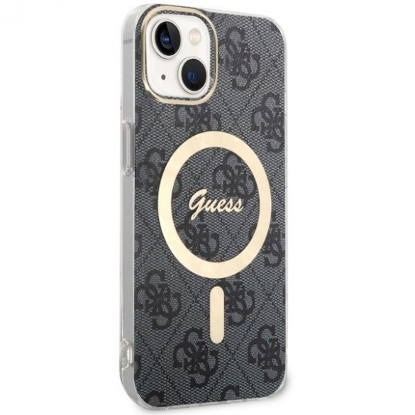 Guess GUHMP14SH4STK Carcasă rigidă 4G MagSafe pentru iPhone 14/15/13 de 6,1 inchi/negru