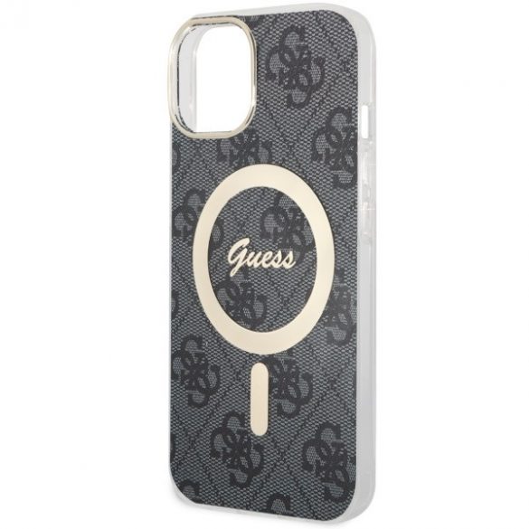 Guess GUHMP14SH4STK Carcasă rigidă 4G MagSafe pentru iPhone 14/15/13 de 6,1 inchi/negru