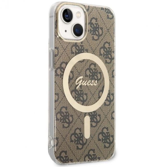 Guess GUHMP14SH4STW iPhone 14 / 15 / 13 6,1" husă rigidă maro/brązowy 4G MagSafe