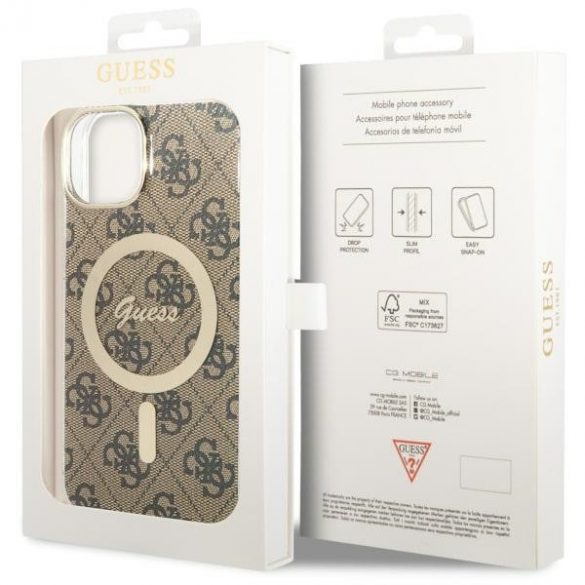 Guess GUHMP14MH4STW iPhone 14 Plus / 15 Plus 6,7" husă rigidă maro/brązowy 4G MagSafe