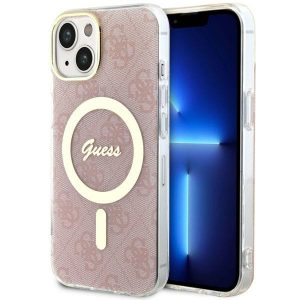 Guess GUHMP14SH4STP iPhone 14 / 15 / 13 6.1" roz/roz hard Husă 4G MagSafe