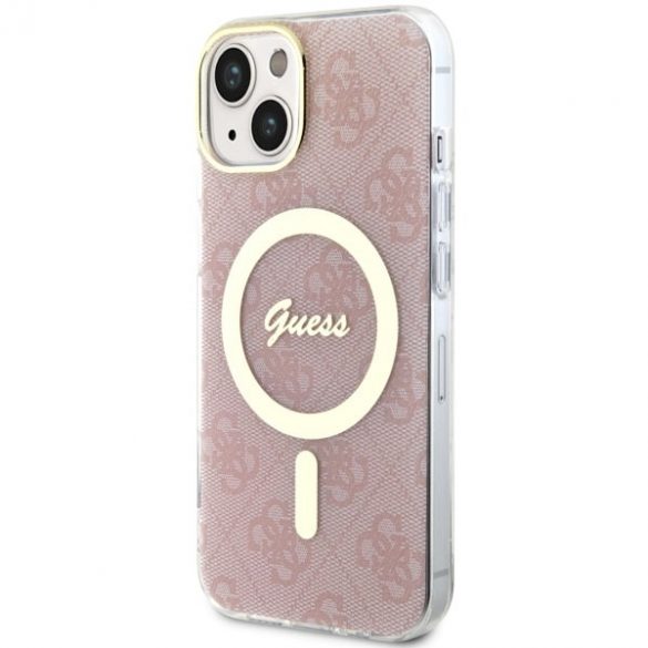 Guess GUHMP14SH4STP iPhone 14 / 15 / 13 6.1" roz/roz hard Husă 4G MagSafe