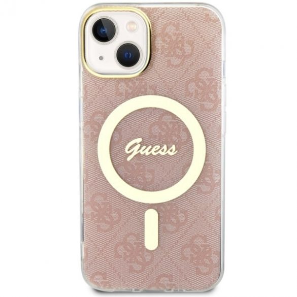 Guess GUHMP14SH4STP iPhone 14 / 15 / 13 6.1" roz/roz hard Husă 4G MagSafe