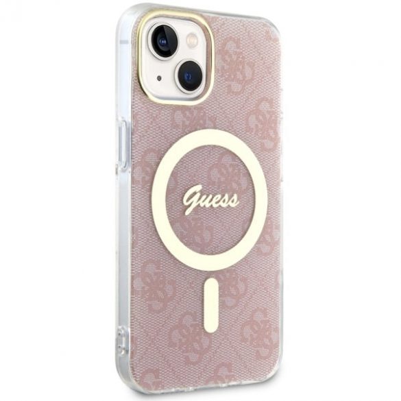 Guess GUHMP14SH4STP iPhone 14 / 15 / 13 6.1" roz/roz hard Husă 4G MagSafe