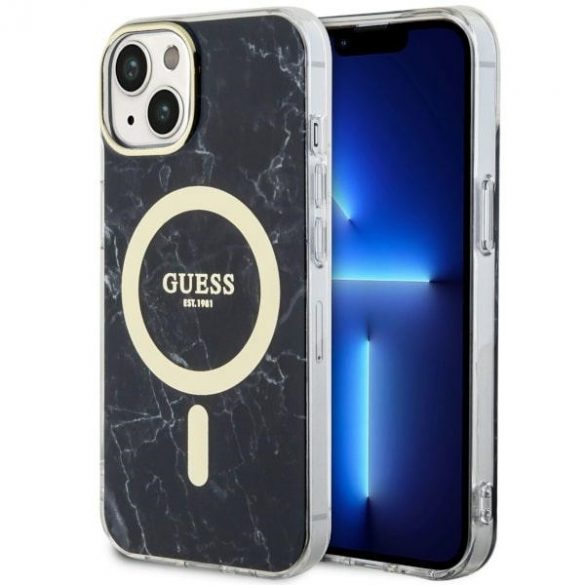 Guess GUHMP14SPCUMAK iPhone 14 / 15 / 13 6.1" carcasa rigidă/neagră Marble MagSafe