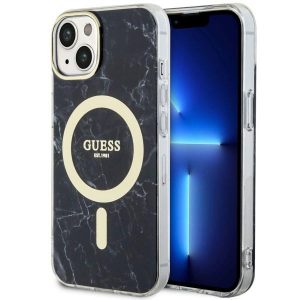 Guess GUHMP14MPCUMAK Husă rigidă pentru iPhone 14 Plus / 15 Plus de 6,7 inchi/negru, Marble MagSafe