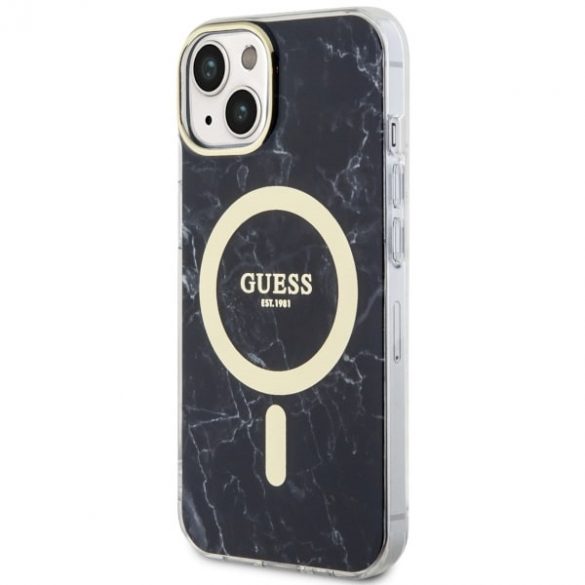 Guess GUHMP14MPCUMAK Husă rigidă pentru iPhone 14 Plus / 15 Plus de 6,7 inchi/negru, Marble MagSafe