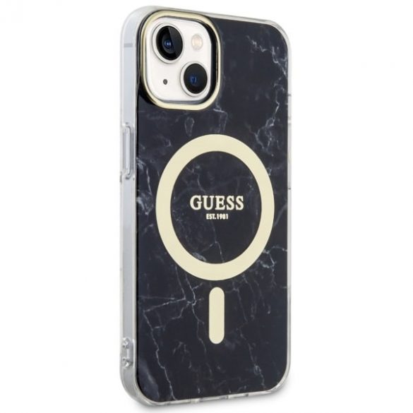 Guess GUHMP14MPCUMAK Husă rigidă pentru iPhone 14 Plus / 15 Plus de 6,7 inchi/negru, Marble MagSafe