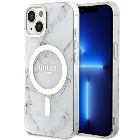 Guess GUHMP14SPCUMAH iPhone 14 / 15 / 13 6.1" biały/alb hardcase Marble MagSafe