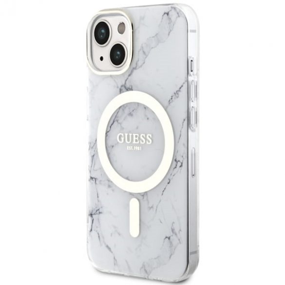 Guess GUHMP14SPCUMAH iPhone 14 / 15 / 13 6.1" biały/alb hardcase Marble MagSafe