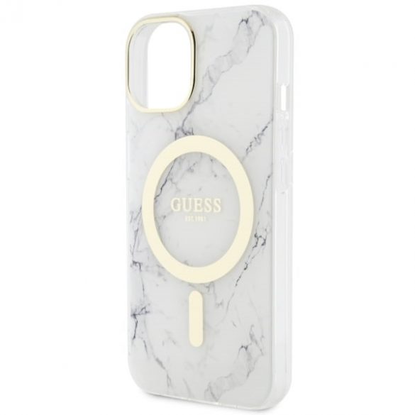 Guess GUHMP14SPCUMAH iPhone 14 / 15 / 13 6.1" biały/alb hardcase Marble MagSafe