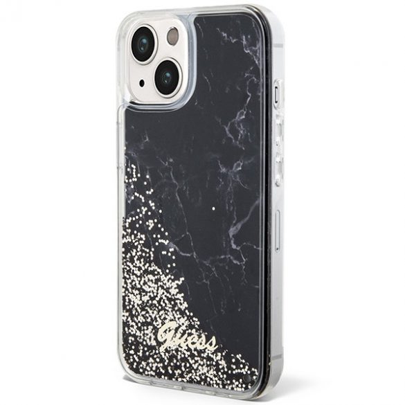 Guess GUHCP14SLCSGSGK iPhone 14 / 15 / 13 6.1" carcasă rigidă/neagră Liquid Glitter Marble