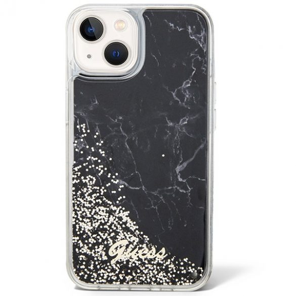 Guess GUHCP14SLCSGSGK iPhone 14 / 15 / 13 6.1" carcasă rigidă/neagră Liquid Glitter Marble