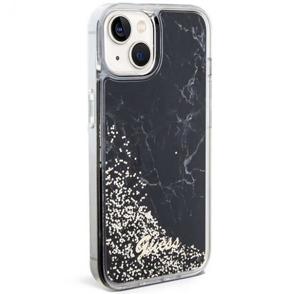 Guess GUHCP14SLCSGSGK iPhone 14 / 15 / 13 6.1" carcasă rigidă/neagră Liquid Glitter Marble