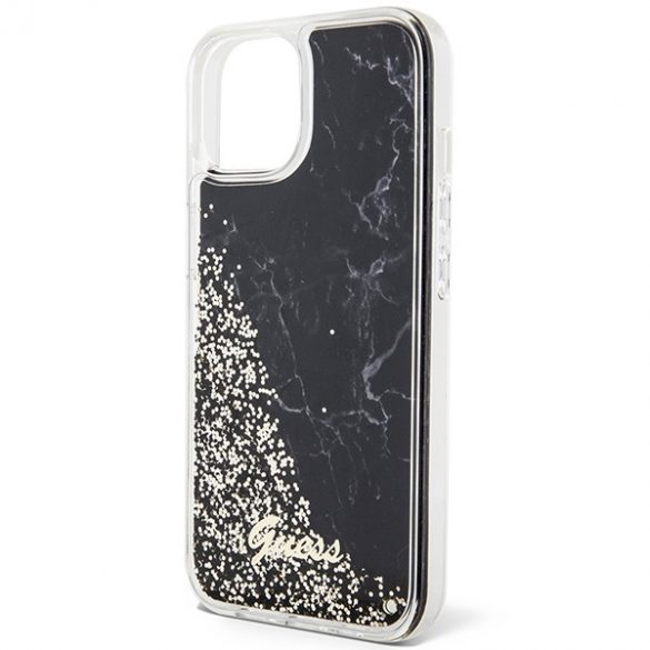 Guess GUHCP14SLCSGSGK iPhone 14 / 15 / 13 6.1" carcasă rigidă/neagră Liquid Glitter Marble