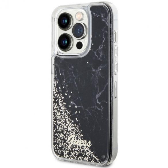 Guess GUHCP14LLCSGSGK iPhone 14 Pro 6.1 carcasă rigidă/neagră Liquid Glitter Marble"