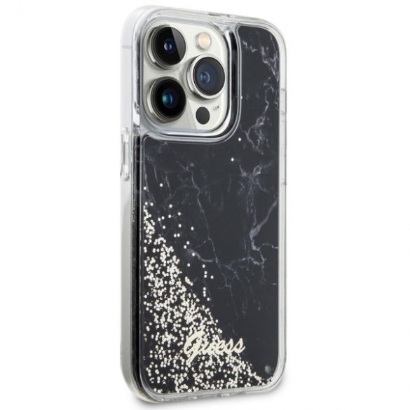 Guess GUHCP14LLCSGSGK iPhone 14 Pro 6.1 carcasă rigidă/neagră Liquid Glitter Marble"