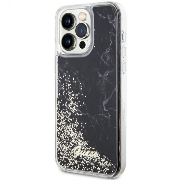 Guess GUHCP14XLCSGSGK iPhone 14 Pro Max 6.7 carcasă rigidă/neagră Liquid Glitter Marble"