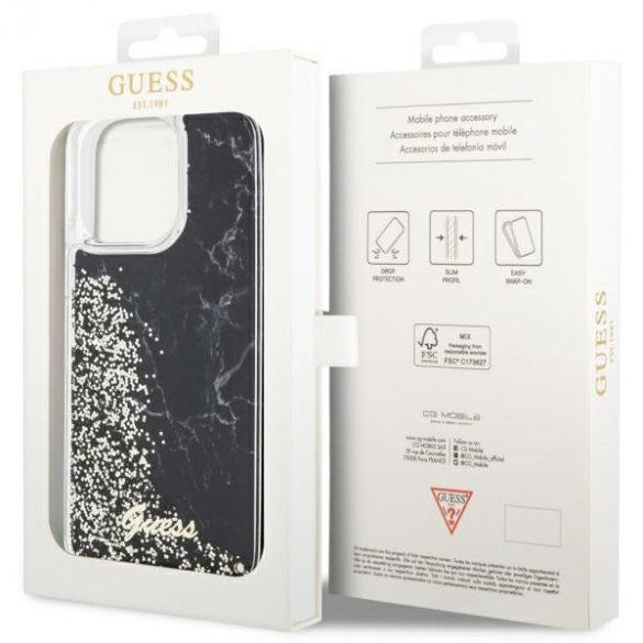 Guess GUHCP14XLCSGSGK iPhone 14 Pro Max 6.7 carcasă rigidă/neagră Liquid Glitter Marble"