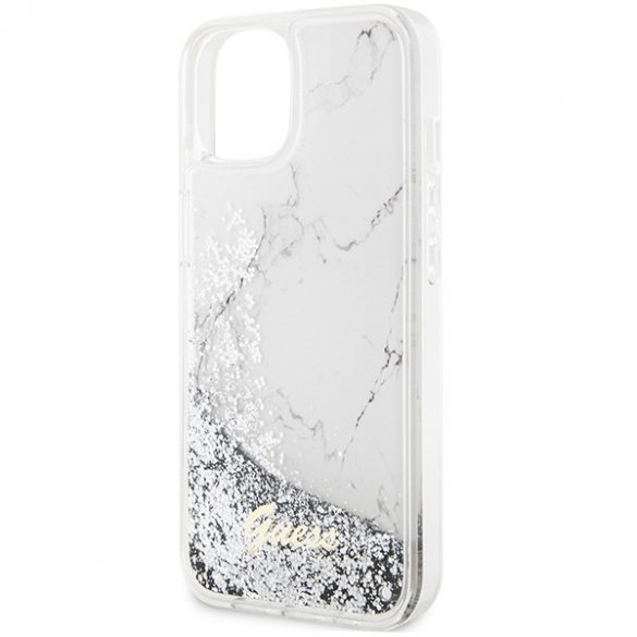 Guess GUHCP14SLCSGSGH iPhone 14 / 15 / 13 6.1" alb/alb  hard Husă Liquid Glitter Marble