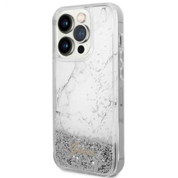 Guess GUHCP14LLCSGSGH iPhone 14 Pro 6.1 biały/alb hardcase Liquid Glitter Marble"