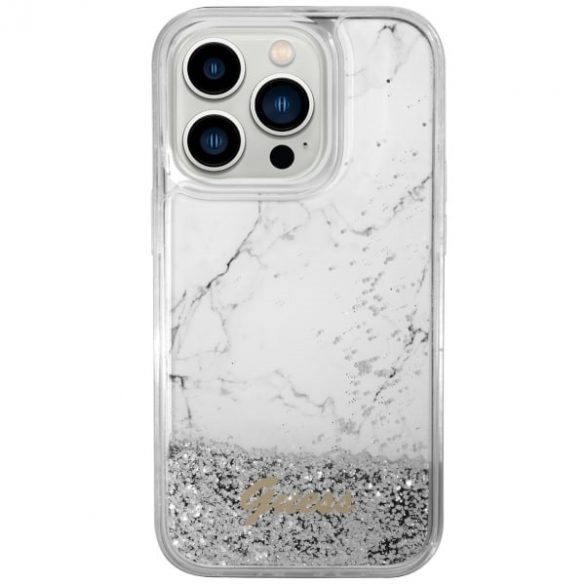 Guess GUHCP14LLCSGSGH iPhone 14 Pro 6.1 biały/alb hardcase Liquid Glitter Marble"