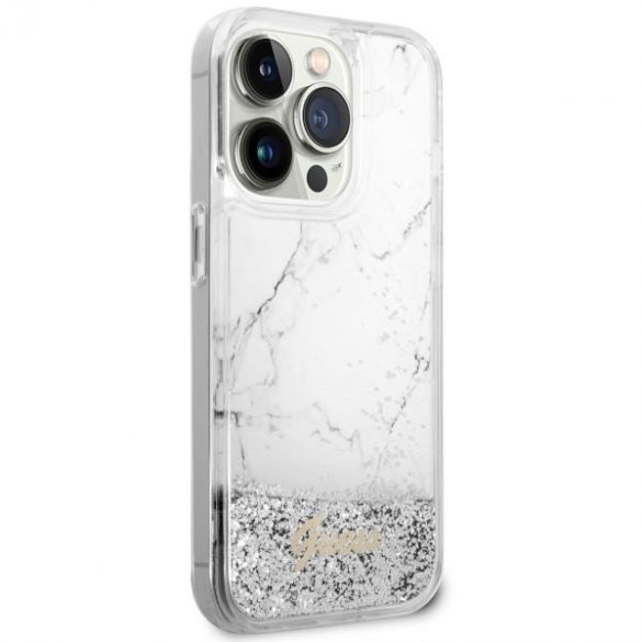 Guess GUHCP14LLCSGSGH iPhone 14 Pro 6.1 biały/alb hardcase Liquid Glitter Marble"