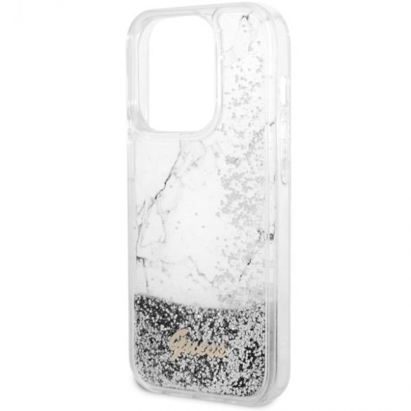 Guess GUHCP14LLCSGSGH iPhone 14 Pro 6.1 biały/alb hardcase Liquid Glitter Marble"