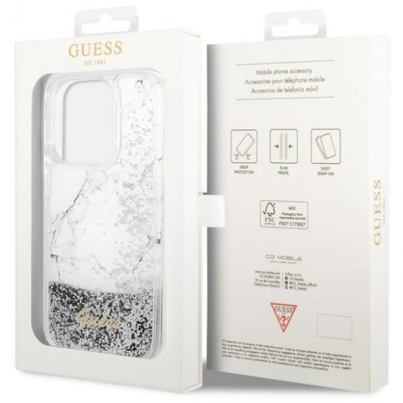 Guess GUHCP14LLCSGSGH iPhone 14 Pro 6.1 biały/alb hardcase Liquid Glitter Marble"