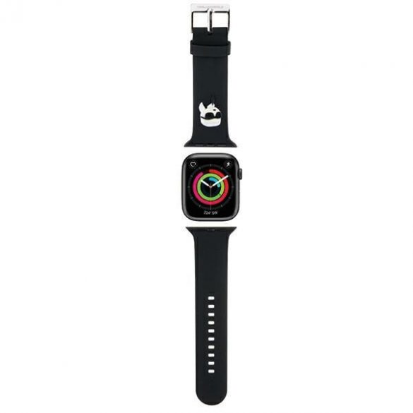 Karl Lagerfeld curea KLAWMSLKNK Apple Watch 38/40/41mm negru/curea neagră 3D cauciuc Karl Head