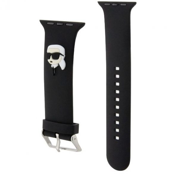 Karl Lagerfeld curea KLAWMSLKNK Apple Watch 38/40/41mm negru/curea neagră 3D cauciuc Karl Head