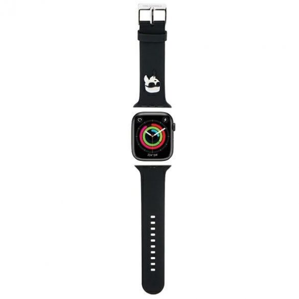 Karl Lagerfeld Pasek KLAWLSLKNK Apple Watch 42/44/45/49mm curea neagră/czarny Cauciuc 3D Karl Head