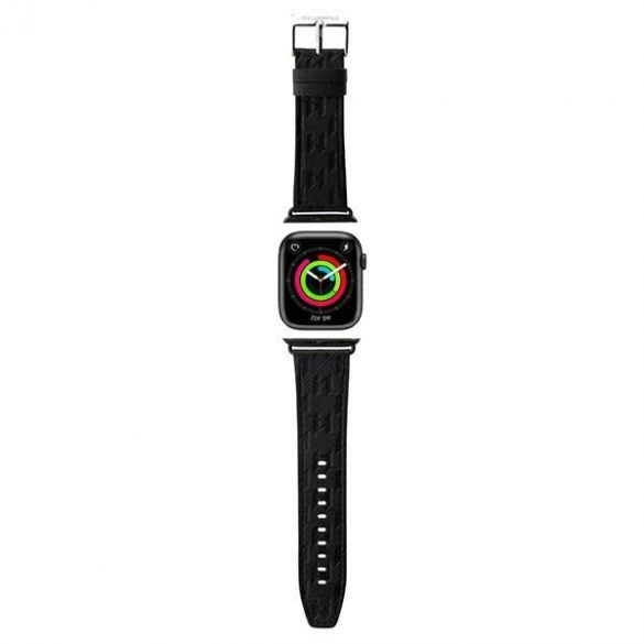 Karl Lagerfeld Pasek KLAWMSAKLHPK Apple Watch 38/40/41mm curea czarny/negru Saffiano Monogram