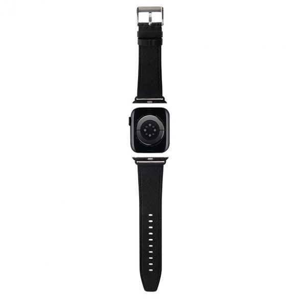 Karl Lagerfeld Pasek KLAWMSAKLHPK Apple Watch 38/40/41mm curea czarny/negru Saffiano Monogram