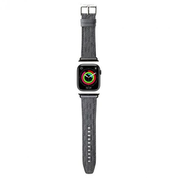 Karl Lagerfeld Pasek KLAWMSAKLHPG Apple Watch 38/40/41mm curea srebrny/argintie Saffiano Monogram