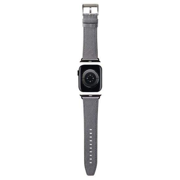 Karl Lagerfeld Pasek KLAWMSAKLHPG Apple Watch 38/40/41mm curea srebrny/argintie Saffiano Monogram