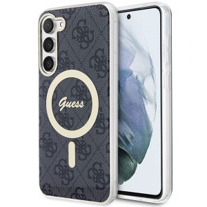 Guess GUHMS23SH4STK S23 S911 negru / negru hard Husă 4G MagSafe